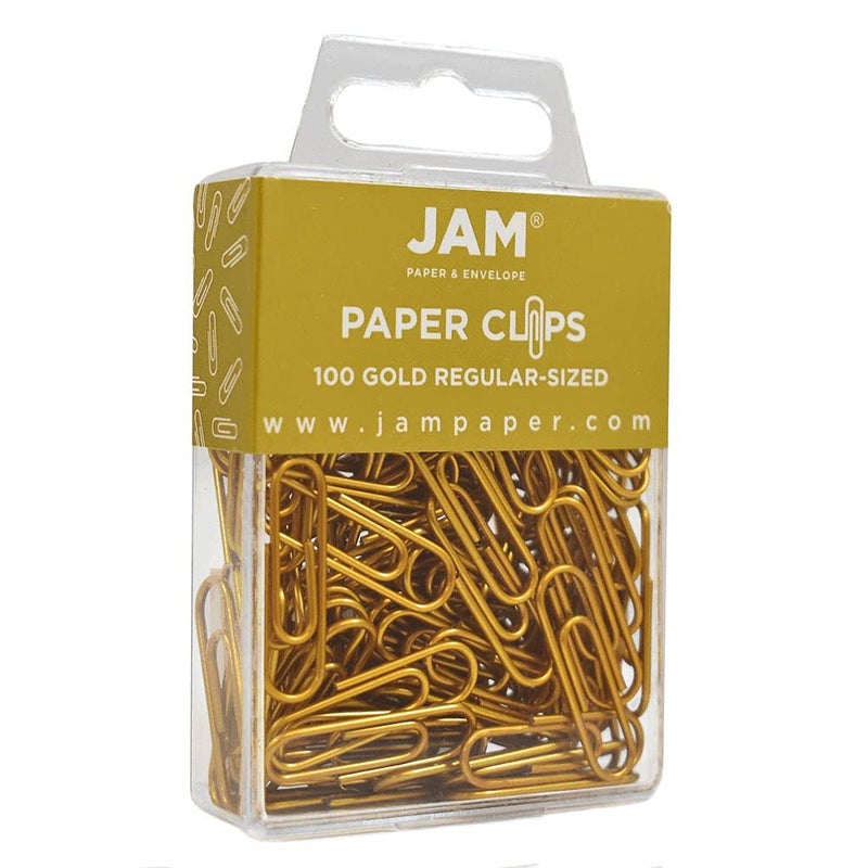 JAM Paper مشابك ورق ملونة من JAM PAPER - قياسي 1 بوصة - مشابك ورق ذهبية - 100/عبوة - Image 2